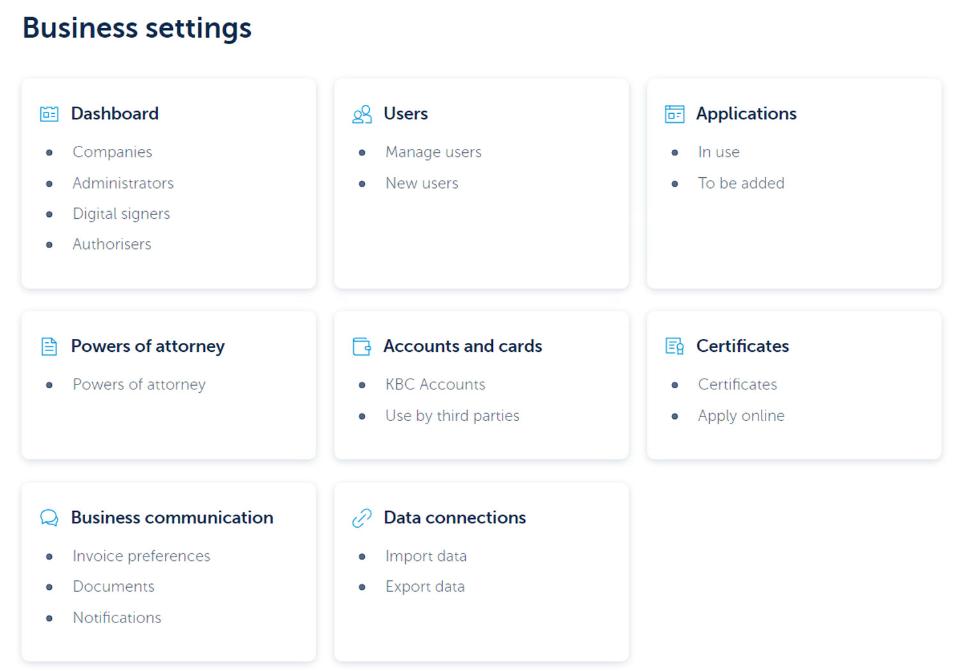 Discover the administrator features in the Business Dashboard KBC