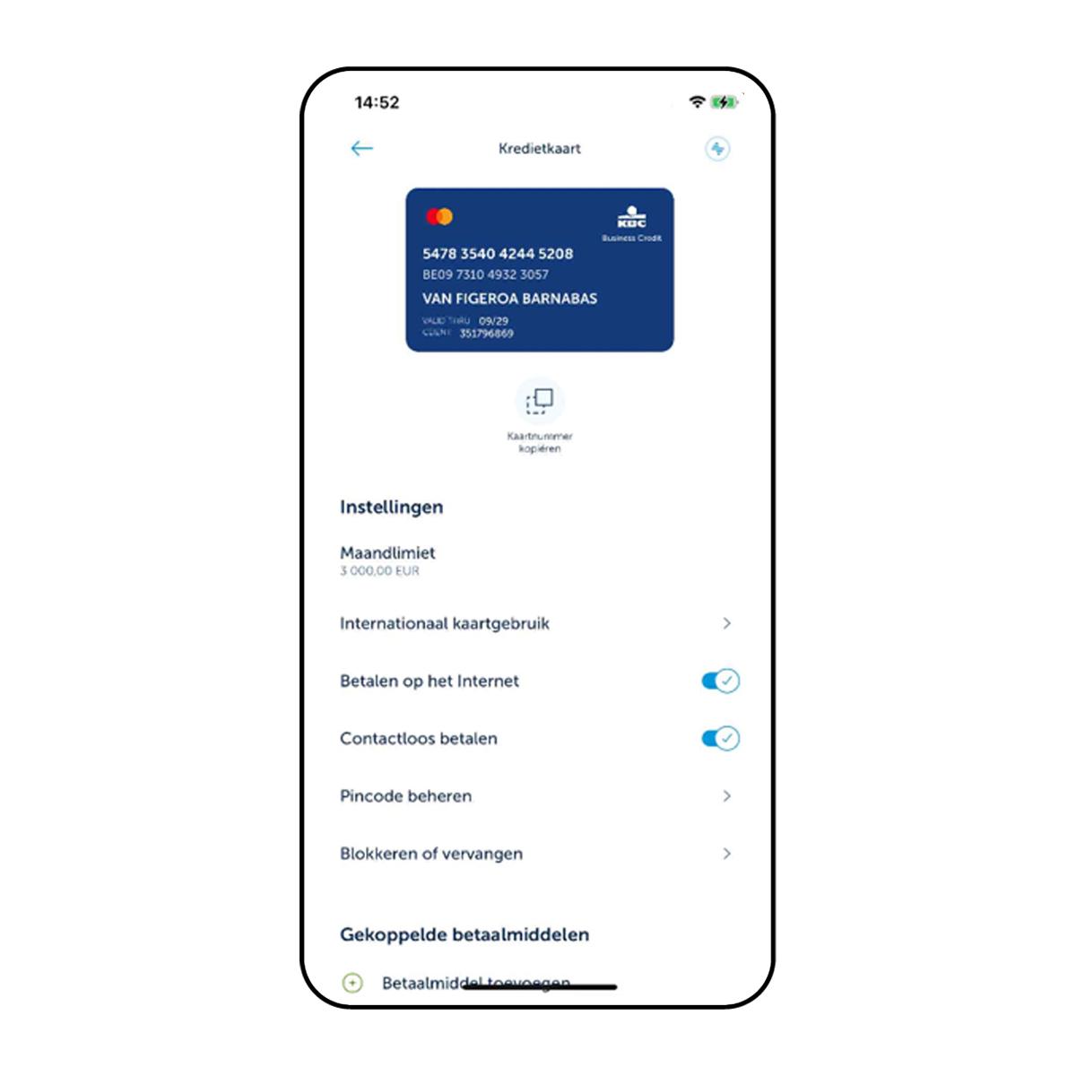 KBC Brussels Mobile zakelijke kredietkaart