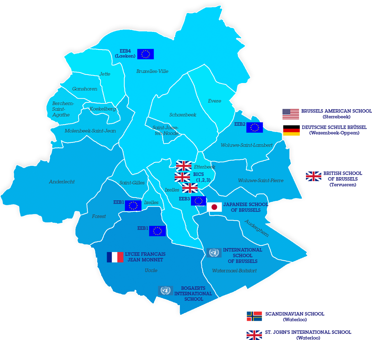 Carte des écoles internationales de Bruxelles ecoles-internationales-bruxelles