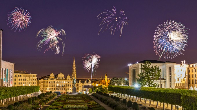 Feu d&#39;artifice au Mont des Arts Bruxelles