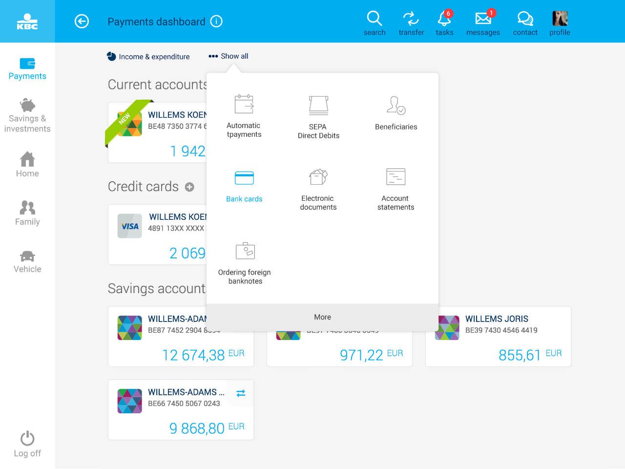 Payments in KBC Brussels Touch