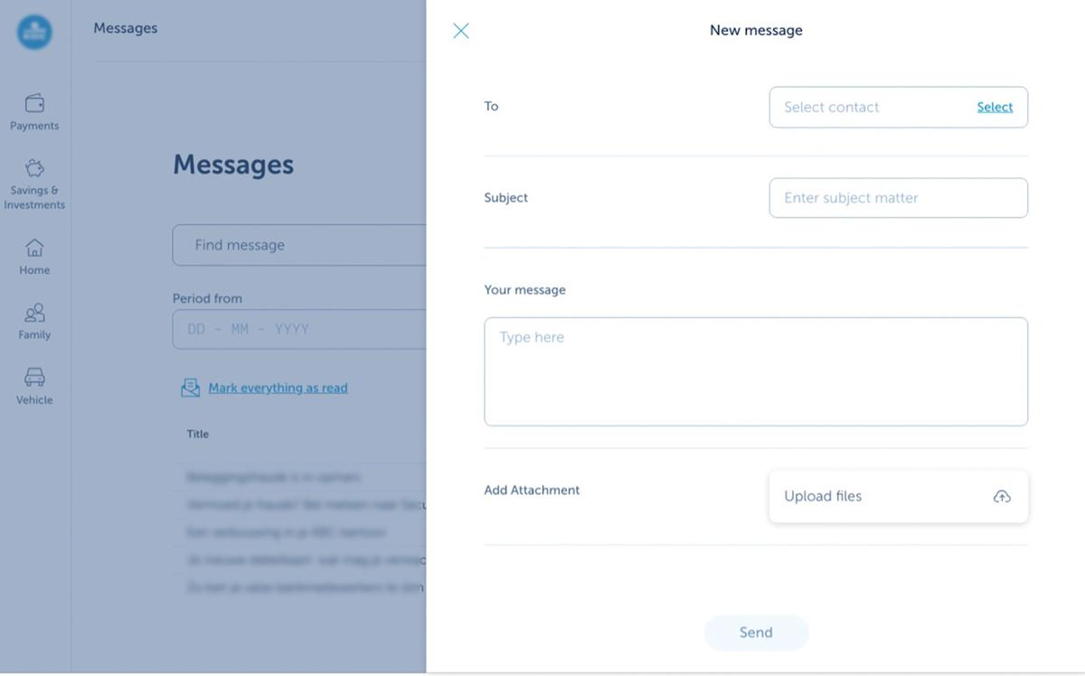How do I send a new message to KBC Brussels?