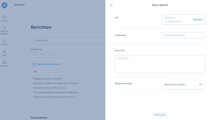 Hoe stuur ik een nieuw bericht naar KBC Brussels?