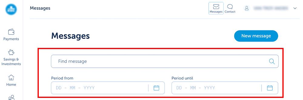 How do I search for a message from a particular period?