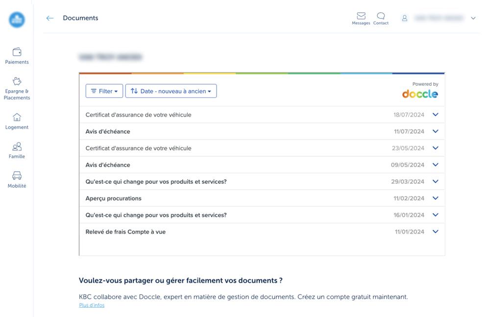 Documents dans Doccle